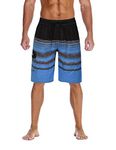 Nonwe Men's Swimwear Holiday Drawstring Quick Dry Striped Board Shorts Blue Striped 32