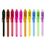 10Pcs Invisible Ink Pens with Light, Magic Spy Pen for Secret Message, Birthday Party, and Kids Halloween Goodies Bags Toy