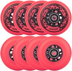 AOWISH 8-Pack Asphalt Outdoor Inline Hockey Wheels 85A Blades Roller Skates Replacement Wheel with Speed Bearings ABEC-9 and Spacers (Red, 80mm)