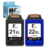 Penguin 21XL 22XL 21/22 Printer Ink Cartridge Replacement for HP 21 XL 22 XL Compatible with DeskJet F2140 F2180 F2110 F2120 F2128 PSC 1400 OfficeJet 4315 PSC 1400 High Yield Black and Colour