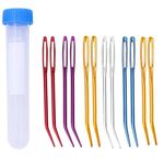 12pcs Large Eye Sewing Needles, 6 Sizes Darning Needles for Yarn, Bent Tapestry Needle with Plastic Needle Case for Hand Craft DIY Crochet Projects(6 Colors) (12pcs blue, gold, red, silver, green and purple)