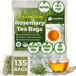 Lavendium, Premium 135 Rosemary Tea Bags, 100% Natural & Pure from Rosemary Leaves. Loose Leaf Rosemary Herbal Tea. Made with Natural Material Tea Bags. No Sugar, No Caffeine, No Gluten, Vegan.