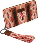 Montana West × Wrangler Wristlet Western Wallet Boho Aztec Credit Card Holder for Women, 2203 Orange, Large, Minimalist