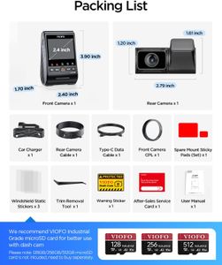 VIOFO 4K Dash Cam Front and Rear – Dual Channel Car Camera