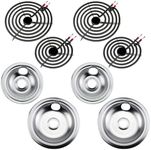 316048413 316048414 Chrome Stove Burner Drip Pans and MP22YA Electric Range Burner Element Set MP15YA(6") MP21YA(8") by Blutoget - Fit for Frigidaire Ken-more Cro-sley Tap-pan Electric Range Stove