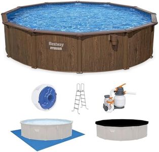 Bestway Hydrium 18' x 52" Above Ground Steel Wall Pool Set with 1,500 Gal. Sand Filter Pump, ChemConnect Dispenser, and Accessories, Woodgrain