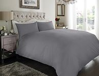 Sapphire Collection 100% Egyptian Cotton 200 Thread Count Duvet Cover With Pillow Case Bedding Set (Single, Grey)