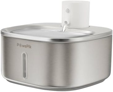 Pawspik Stainless Steel Cat Water Fountain,108 oz/3.2 L Cat Water Dispenser, Battery Operated Dog Fountain,Water Bowl, Automatic Pet Fountain with Motion Sensor, 5000 mAh Battery
