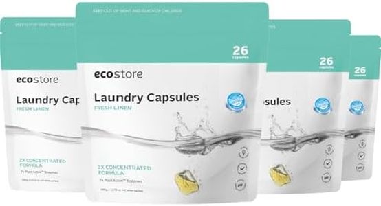 Ecostore Fresh Linen Laundry Capsules 26 Capsules x4 - Convenient, Removes Stains, Fragrance-Free, Removes Odours, Eco-Friendly, Plant based, Powerful Clean, Biodegradable, Safe Ingredients