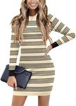 Beyove Womens Sweater Dress Long Sleeve Knit Bodycon Dress Fashion 2023 Slim Fit Stretch Mini Dress XS-XXL