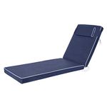 Alfresia Sun Lounger Replacement Cushion – Garden Sun Lounger Cushion, Luxury Style, Matching Headrest Included, Thick Luxury Foam Filling, Use with Lounger Chairs, Choice of Colours (Navy Blue)