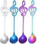 Music Note Spoons,4-Pack Cute Teaspoons with Long Handles,304 Stainless Steel Musical Notation Shaped Coffee Spoon,Musical Spoons for Stirring Tea Dessert Drink Mixing Milkshake Sugar Bistro Tableware