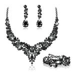 JeweBella Bridal Wedding Jewellery Set for Women Crystal Teardrop Cluster Statement Necklace Earrings and Bracelet Set Gifts Wedding Engagement Bridesmaid Costume Dress Prom Jewellery Sets