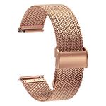 TStrap Mesh Watch Strap Metal - Rose Gold Quick Release Watch Band for Men - Stainless Steel Wrist Band Replacement - Bracelet de Montre Pour Homme - 16mm 18mm 20mm 22mm