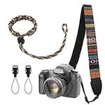 Iyowei Retro Camera Neck Strap + Camera Wrist Strap, Vintage Camera Shoulder Strap Bohemia Adjustable Universal Camcorder Belt Strap with Harness Adapter and Free Quick Release Buckles for DSLR Camera