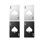 4Pack Poker Card Bottle Openers, Stainless Steel Can Openers - Ace Card Beer Opener - Black, Silver