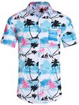 EISHOPEER Men's Hawaiian Floral Shirts Button Down Tropical Holiday Beach Shirts Small