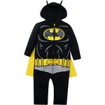 DC Comics Justice League Batman Little Boys Zip Up Cosplay Costume Coverall and Cape Logo 7-8