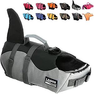 HAOCOO Dog Life Jacket Vest Saver Safety Swimsuit Preserver with Reflective Stripes/Adjustable Belt Dogs (Shark, XL)