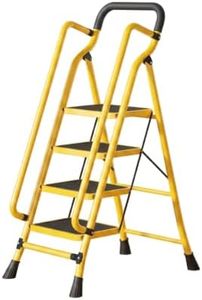 4 Step Ladder with Handrails, Steel Folding Step Stool for Home, Heavy-Duty 800lbs Capacity, Non-Slip Wide Pedals, Locki