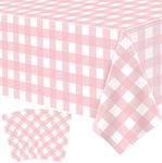 4 Pack Pink Buffalo Plaid Tablecloth Pink and White Checkered Table Covers Classical Pink Rectangle Tablecloth Party Decorations for Picnic Barbecue Holiday and Birthday Party Supply 51 x 86 Inch