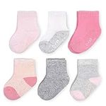 Fruit of the Loom Baby 6-Pack All Weather Crew-Length Socks, Mesh & Thermal Stretch - Unisex, Girls, Boys (0-6 Months, Pink)