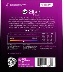 Elixir Phosphor Bronze Acoustic Guitar Strings – Light Gauge