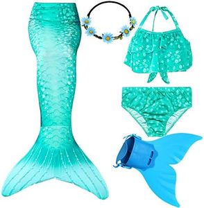 Wfundeals Mermaid Tails for Swimming with Monofin Swimsuit Costume Cosplay, Princess Bikini Set