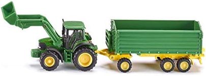 siku 1843, John Deere with Front Loader and Trailer, 1:87, Metal/Plastic, Green, Tipper Trailer