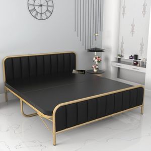 Honey Touch Boston King Size Bed | with Ortho Tri Layer Mattress | Cushion Headboard | Folding Bed No Assembly Required | Powder Coated | 6ft x 6.25 (with Ortho Tri Layer Mattress, King)