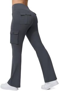 Yoga Flare Leggings for Women High Waisted Yoga Casual Pants Workout Leggings Cargo with 6 Pockets Bootcut Pants,Dark Gray S