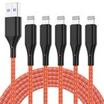 iPhone Charger Cable 6ft 5Pack,[Apple MFi Certified] Long Lightning Cable 6 Foot iPhone Charging Cord for iPhone 12/11/11 Pro/X/Xs Max/XR/8/8 Plus/7/6/6s/SE/5c/5s/5 iPad Air 2/Mini Airpods (Orange)