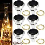 6PCS Solar Bottle Lights Outdoor Waterproof 2M 20 LED Copper Wire String Lights Wine Bottle Lights Fairy Lights for Bottles and Jars Solar Diamond Cork Lights for Wedding Christmas Party Decorations