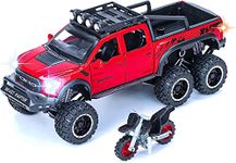 DEOXY 1:24 F-150 Raptor CZ24 Diecast Metal 6x6 Off-Road Wheel Model Car with Sound and Light for Kids Age 3 Year and up (Multicolour)