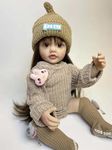 Junona Realistic Sound with Sensor & Activities! Lifelike Full Silicone Body Reborn Baby Girl Doll Toy Princess Toddler Bebe with Brown Long Hair Gift for Girls