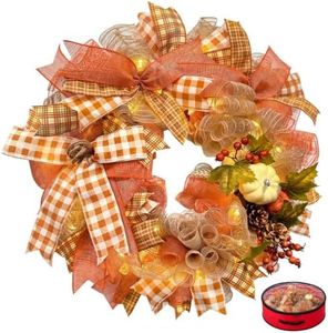 Presentastic 24 Inch Fall Wreaths for Front Door, Pumpkin Autumn Wreath