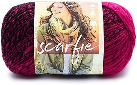 Lion Brand Yarn 826-213 Scarfie Yarn, Black/Hot Pink