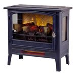 Country Living Infrared Freestanding Electric Fireplace Stove Heater in Navy Blue | Provides Supplemental Zone Heat with Remote, Multiple Flame Colors, Metal Design with Faux Wooden Logs