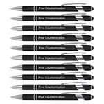 Personalized Pens with Stylus Tip - FREE PERSONALIZATION - Customized Stylus Ballpoint Pens with Your Name,Text,Message for Business,Graduation,Anniversaries-Custom Pens 10 Packs (Black)