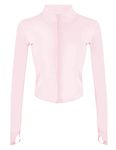 UANEO Workout Tops for Women Cropped Workout Jackets for Women Yoga Athletic Jacket, Pink, XL