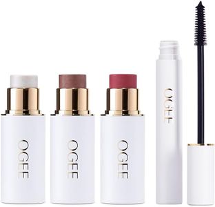 Ogee Volumizing Mascara & Face Stick Trio Bundle - Organic Black Mascara with Contour Makeup Collection
