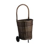 Wicker Log Basket With Handle Vintage Log Baskets for Wood Burner Indoor Log Store on Wheels Rustic Log Holders for Fireplace Retro Wood Store for logs inside Dark Brown e-wicker24