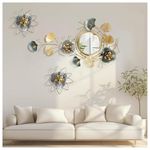 KHCCJP Large Decor Wall Mirror for Living Room,Home Decor & Bedroom | Metal Ginkgo Biloba Decorative Mirrors Wall-Mounted Wall Art | Gifts for Women & Mums,A,83x48 CM