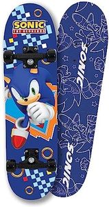 Sonic Deluxe Skateboard pour Enfants débutants sous Licence Officielle Graphique Durable 7 Plis Roues en PVC Lisse offrant Une Meilleure stabilité, équilibre et développement de la Coordination, à