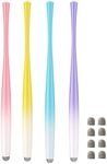 Slim Waist Stylus Pens for Touch Screens, Stylus for iPhone, iPad, Kindle Fire Including 8 Extra Replacement Fiber Tips (Colorful Pink, Purple, Blue, Yellow)