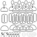 D rings for Bag Making Supplies 30 Pcs Swivel Metal Buckles with Magnetic Buttons D rings Heavy Duty Bag Making Hardware Slide Buckle for Wallet DIY Crafts Sewing Handbag(Silver 25mm)