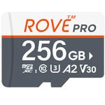 Rove PRO Micro SD Card microSDXC 256GB Memory Card with Full-Size SD Adapter 100MB/s Read Speed, C10, U3, V30, 4K, A2 for Dash Cam, Android Smart Phones, Tablets, Games