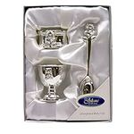 Silver Plated Christening Teddy Bear Egg Cup Spoon & Ring Set