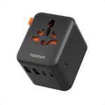 Universal Travel Adapter,TESSAN Travel Plug Adapter Worldwide with 2 USB A and 3 USB C Ports, International Power Adapter for Europe, UK, USA, AU (Type C G A I) Black