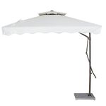 Invezo Garden Umbrella MS Side Pole Square Outdoor Umbrella (2.2 x 2.2 sq mtr, White) with 30 kgs Granite base - Patio Umbrella/Big size Umbrella/Outdoor Umbrella